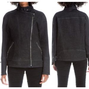NWT Max Studio black stretch denim moto jacket